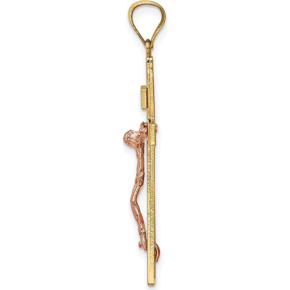 14K Two-Tone Gold INRI Crucifix Pendant with Polished Finish by Oro Pregiato