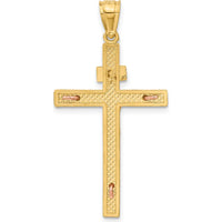 14K Two-Tone Gold INRI Crucifix Pendant with Polished Finish by Oro Pregiato