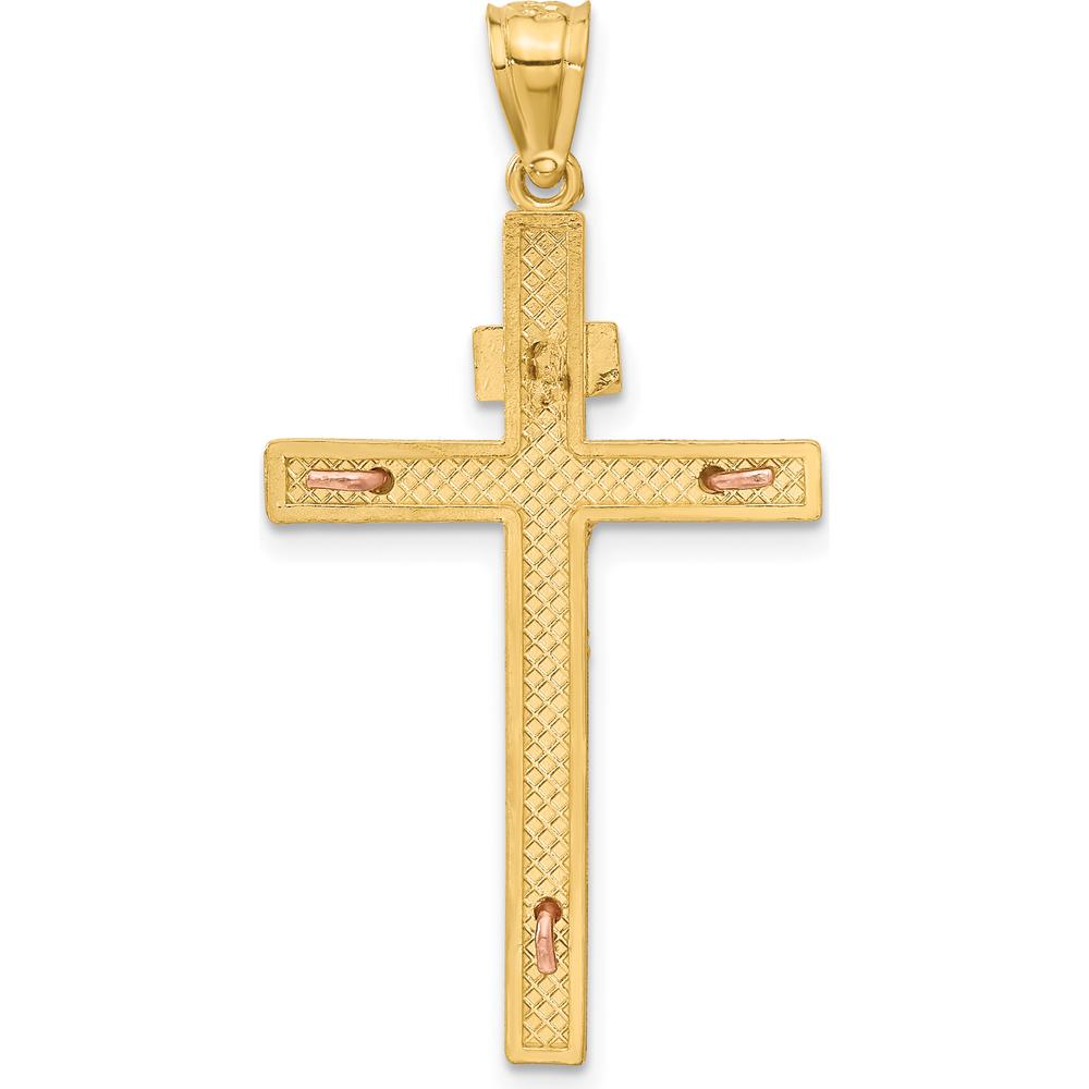 14K Two-Tone Gold INRI Crucifix Pendant with Polished Finish by Oro Pregiato