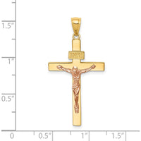 14K Two-Tone Gold INRI Crucifix Pendant with Polished Finish by Oro Pregiato