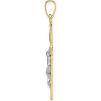 14K Two-Tone Gold INRI Crucifix Pendant with Polished Finish - Unisex Design by Oro Pregiato