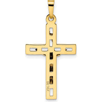 14K Two-Tone Gold INRI Crucifix Pendant with Polished Finish - Unisex Design by Oro Pregiato