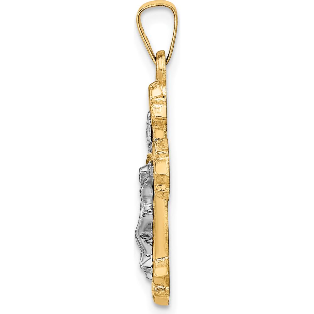 14K Two-Tone Gold INRI Hollow Crucifix Pendant - 28mm Length by Oro Pregiato