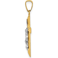 14K Two-Tone Gold INRI Hollow Crucifix Pendant - 29mm Length by Oro Pregiato