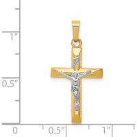 14K Two-Tone Gold INRI Hollow Crucifix Pendant - 29mm Length by Oro Pregiato