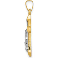 14K Two-Tone Gold INRI Hollow Crucifix Pendant - 29mm by Oro Pregiato