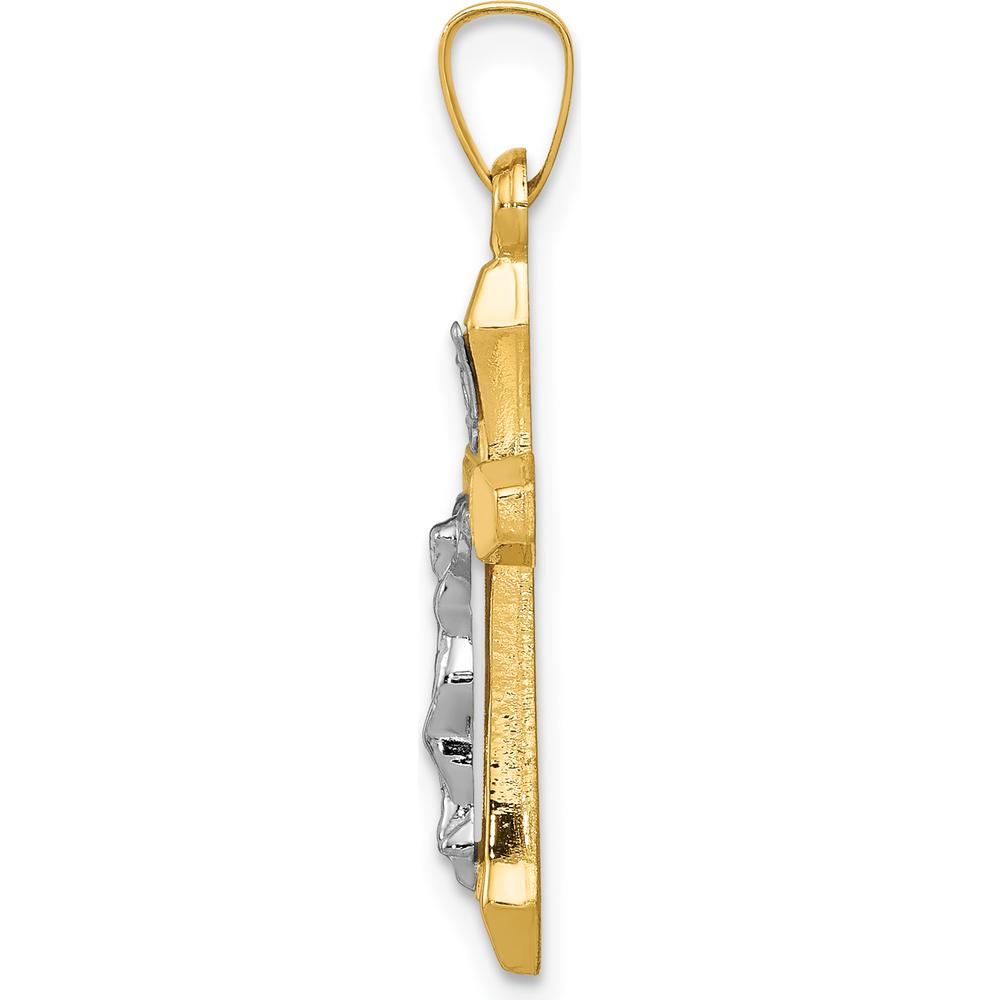 14K Two-Tone Gold INRI Hollow Crucifix Pendant - 29mm by Oro Pregiato