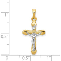 14K Two-Tone Gold INRI Hollow Crucifix Pendant - 29mm by Oro Pregiato