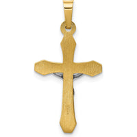 14K Two-Tone Gold INRI Hollow Crucifix Pendant - 29mm by Oro Pregiato