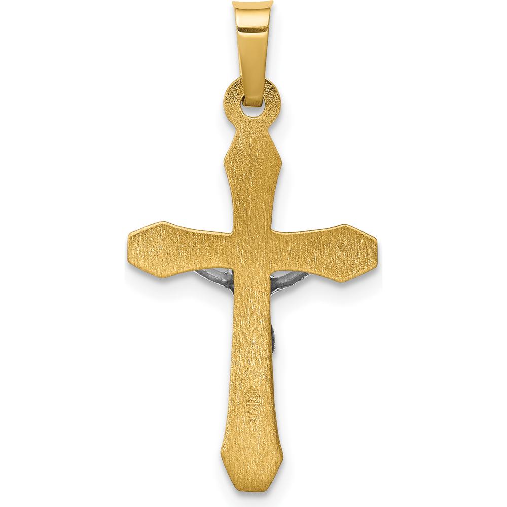 14K Two-Tone Gold INRI Hollow Crucifix Pendant - 29mm by Oro Pregiato