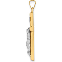 14K Two-Tone Gold INRI Hollow Crucifix Pendant - 39mm Length by Oro Pregiato