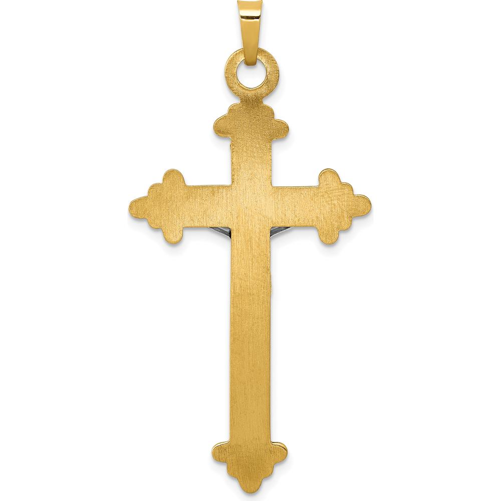 14K Two-Tone Gold INRI Hollow Crucifix Pendant - 45mm Length by Oro Pregiato