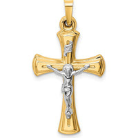 14K Two-Tone Gold INRI Hollow Crucifix Pendant - Polished Finish 34mm by Oro Pregiato