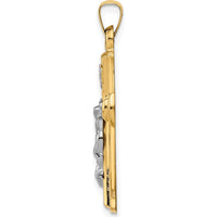 14K Two-Tone Gold INRI Hollow Crucifix Pendant - Polished Finish 34mm by Oro Pregiato