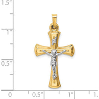 14K Two-Tone Gold INRI Hollow Crucifix Pendant - Polished Finish 34mm by Oro Pregiato