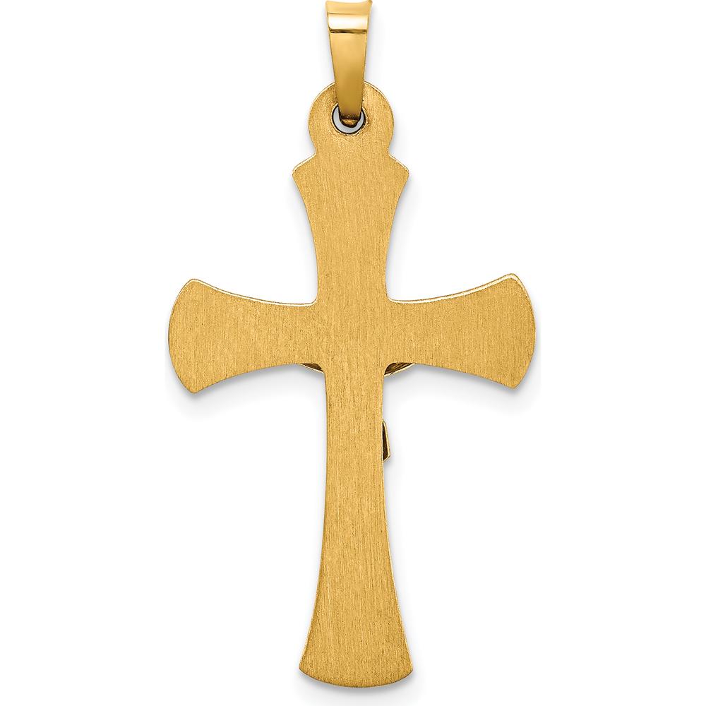 14K Two-Tone Gold INRI Hollow Crucifix Pendant - Polished Finish 34mm by Oro Pregiato