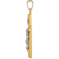 14K Two-Tone Gold INRI Hollow Crucifix Pendant - Polished Finish by Oro Pregiato