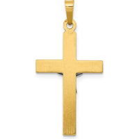 14K Two-Tone Gold INRI Hollow Crucifix Pendant - Polished Finish by Oro Pregiato