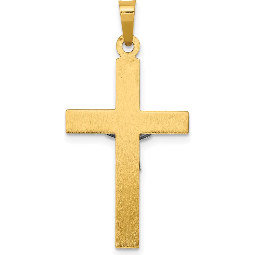 14K Two-Tone Gold INRI Hollow Crucifix Pendant - Polished Finish by Oro Pregiato
