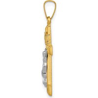 14K Two-Tone Gold INRI Hollow Crucifix Pendant - Polished Finish by Oro Pregiato