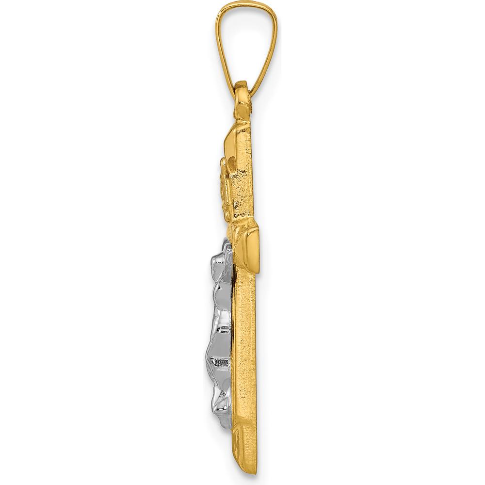 14K Two-Tone Gold INRI Hollow Crucifix Pendant - Polished Finish by Oro Pregiato