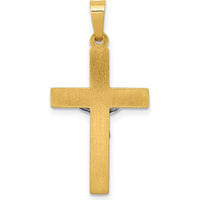 14K Two-Tone Gold INRI Hollow Crucifix Pendant - Polished Finish by Oro Pregiato