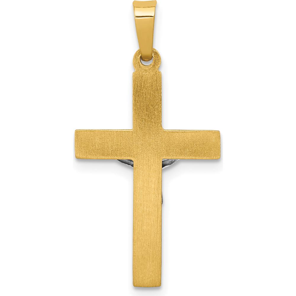14K Two-Tone Gold INRI Hollow Crucifix Pendant - Polished Finish by Oro Pregiato