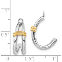 14K Two-Tone Gold J-Hoop Earring Jackets with Hollow Design by Oro Pregiato