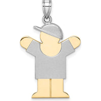 14K Two-Tone Gold Kids Boy with Hat Engravable Charm - 30mm Length by Oro Pregiato