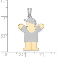 14K Two-Tone Gold Kids Boy with Hat Engravable Charm - 30mm Length by Oro Pregiato