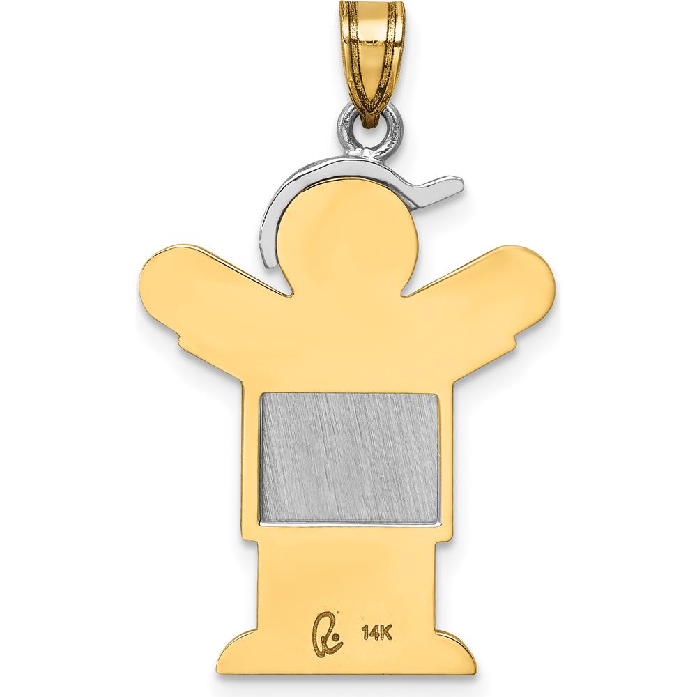 14K Two-Tone Gold Kids Boy with Hat Engravable Charm - 30mm Length by Oro Pregiato