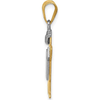 14K Two-Tone Gold Kids Boy with Hat Engravable Pendant Charm - 25mm by Oro Pregiato