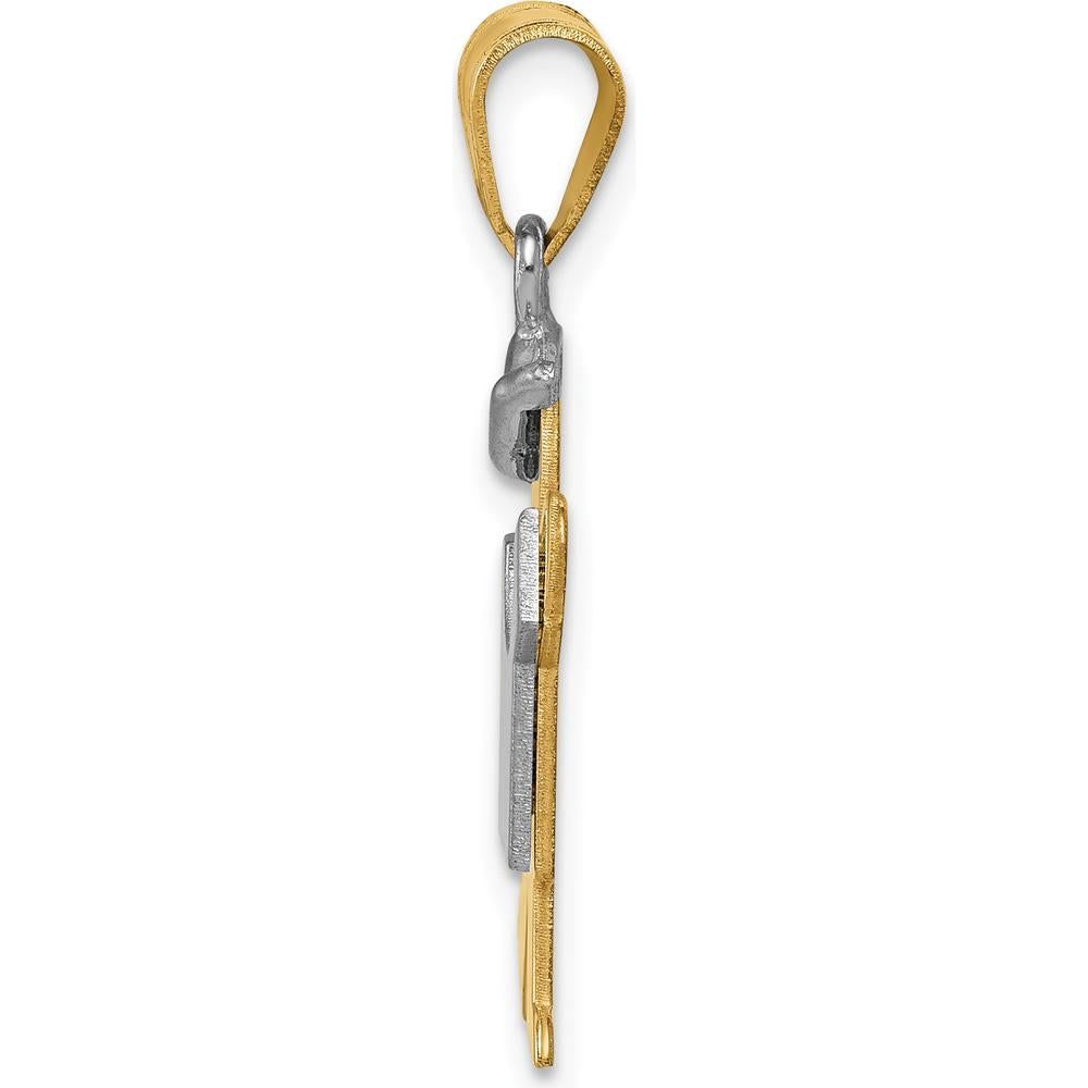 14K Two-Tone Gold Kids Boy with Hat Engravable Pendant Charm - 25mm by Oro Pregiato