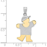 14K Two-Tone Gold Kids Medium Boy with Hat Engravable Kiss Charm - 30mm Length by Oro Pregiato
