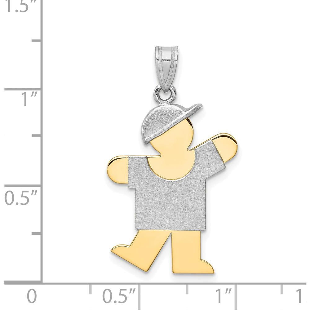 14K Two-Tone Gold Kids Medium Boy with Hat Engravable Kiss Charm - 30mm Length by Oro Pregiato