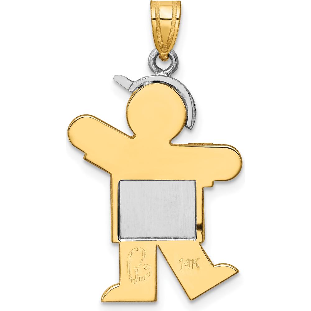 14K Two-Tone Gold Kids Medium Boy with Hat Engravable Kiss Charm - 30mm Length by Oro Pregiato