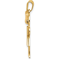 14K Two-Tone Gold Kids Medium Girl with Bow Engravable Pendant - 30mm Length by Oro Pregiato