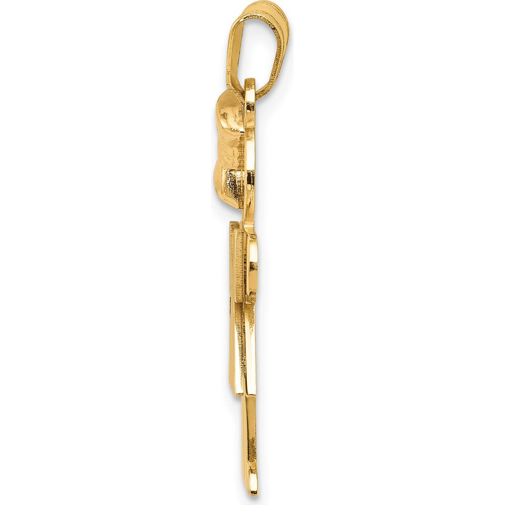 14K Two-Tone Gold Kids Medium Girl with Bow Engravable Pendant - 30mm Length by Oro Pregiato