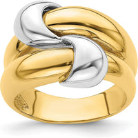 14K Two-Tone Gold Knot Polished Dome Fashion Band Ring by 0
