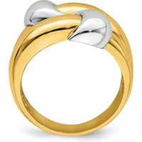 14K Two-Tone Gold Knot Polished Dome Fashion Band Ring by 0