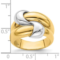 14K Two-Tone Gold Knot Polished Dome Fashion Band Ring by 0