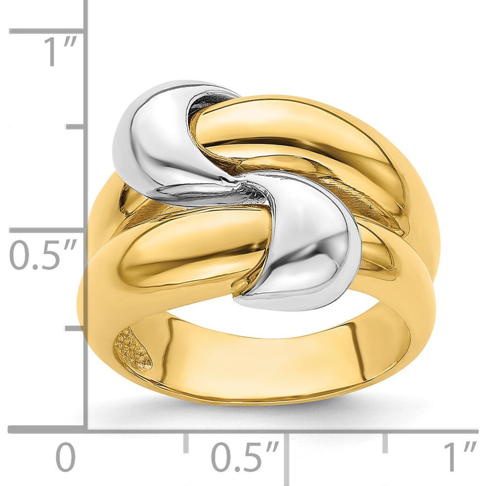 14K Two-Tone Gold Knot Polished Dome Fashion Band Ring by 0