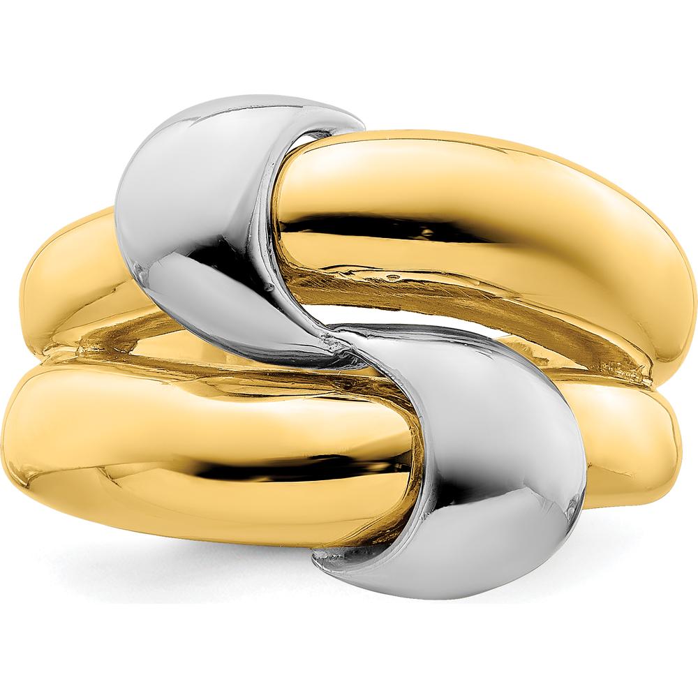 14K Two-Tone Gold Knot Polished Dome Fashion Band Ring by 0