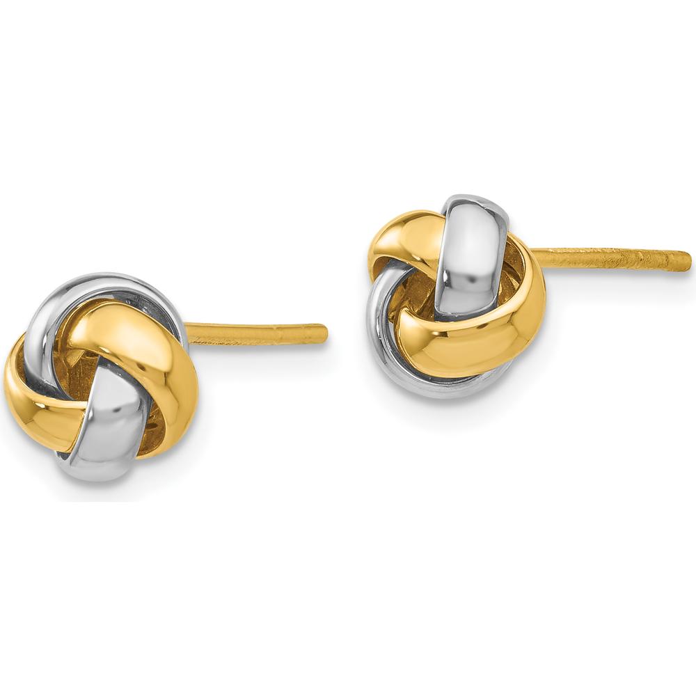14K Two-Tone Gold Knot Post Earrings - Polished Love Knot Design by 0