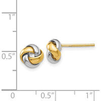 14K Two-Tone Gold Knot Post Earrings - Polished Love Knot Design by 0