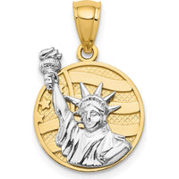 14K Two-Tone Gold Lady Liberty Pendant with American Flag Design by Oro Pregiato