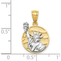 14K Two-Tone Gold Lady Liberty Pendant with American Flag Design by Oro Pregiato