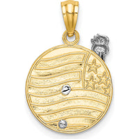 14K Two-Tone Gold Lady Liberty Pendant with American Flag Design by Oro Pregiato