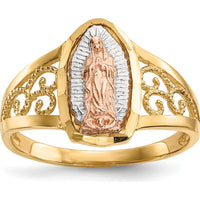 14K Two-Tone Gold Lady of Guadalupe Ring with Rose Gold and Rhodium Plating by 0