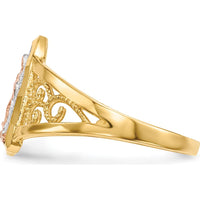14K Two-Tone Gold Lady of Guadalupe Ring with Rose Gold and Rhodium Plating by 0